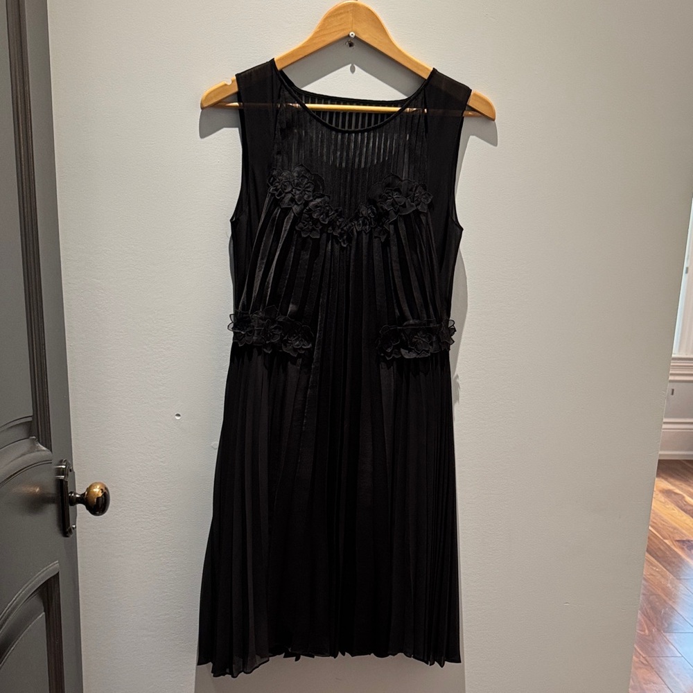 BCBGMaxAzria Black Pleated Midi Dress